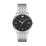 Emporio Armani Kappa Ceas Quartz pentru Bărbați 41mm cu Cadran Negru și Brățară din Oțel Inoxidabil