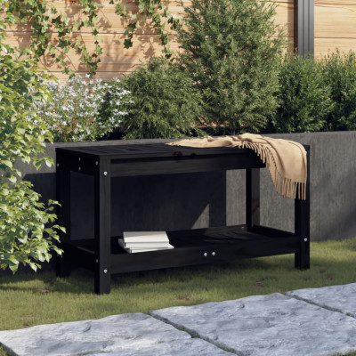 vidaXL Bancă de grădină, negru, 82,5x35x45 cm, lemn masiv de pin foto