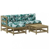 Set mobilier de gradina cu perne, 5 piese, lemn de pin tratat
