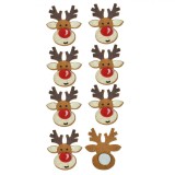 Autocolante Crăciun, Model Ren, Material Poliester, Dimensiuni 3x3cm, Set 8 Bucăți, Oem