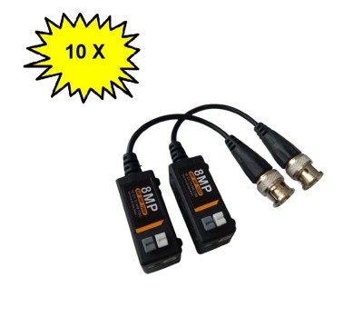 Pachet 10 x set videobalun, prindere rapida, AHD-CVI-TVI-CVBS 8MP- 4K foto