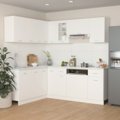 Set dulapuri de bucătărie, Lyon, 11 piese, alb, PAL foto