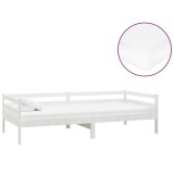 Cumpara ieftin Pat de zi cu saltea, 90x200 cm, alb, lemn masiv de pin