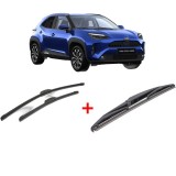 Cumpara ieftin Set 3 stergatoare TOYOTA YARIS CROSS (MXP_) din 2020, pentru parbriz si luneta fata si spate auto, Bosch Twin, din cauciuc siliconat rezistent, TOYOTA