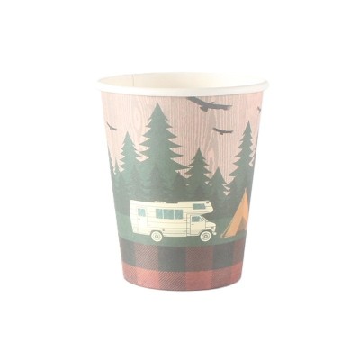 Set 10 Pahare, Cyrax, Imprimeu Camping, din Carton, 250 - 300 ml, 7.5 x 8.4 x 5.3 cm, Multicolor foto