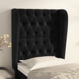 VidaXL Tăblie de pat cu aripioare, negru, 83x23x118/128 cm, catifea 3118324