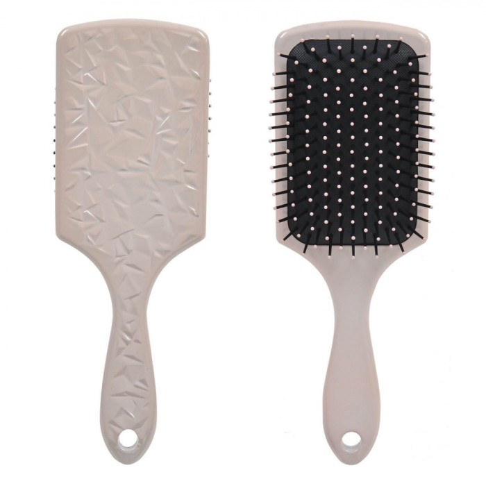 Perie Păr, Model Plat Pătrat, Plastic, Bej, 24cm