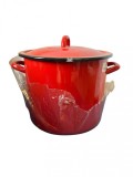 Oala emailata 10l rosie cu capac Resigilat Handy KitchenServ