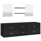 Cumpara ieftin Set mobilier de baie, 5 piese, negru, lemn prelucrat