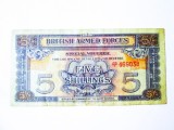 Rara! British Armed Forces 5 Shillings 1948 bancnota neanulata,produsul din imagini la cel mai mic pret