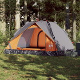 VidaXL Cort camping cupolă 3 persoane, gri/portocaliu, setare rapidă