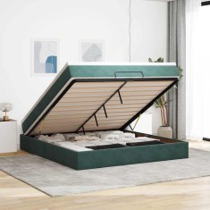 vidaXL Cadru de pat otoman cu saltea verde &icirc;nchis 180x200cm catifea 3311204
