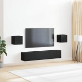 Cumpara ieftin Set Cabinet TV 6 Piese Stejar Negru Lemn Prelucrat