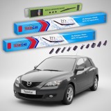 Cumpara ieftin Stergatoare Mazda 3 BK Facelift Hatchback 2006-2009 Set Fata si Spate Flat Premium TeamCar