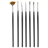 Set cu 7 piese, negre - pensule pentru modelarea şi decorarea unghiilor, INGINAILS