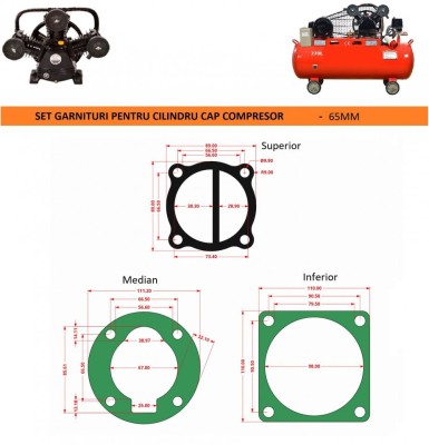 Garnituri set pentru cap compresor de aer V 65mm CH083 Mod.6(J) foto