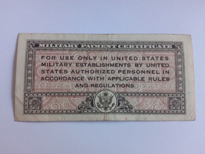 SUA , 5 Cents 1946 Certificat militar foto