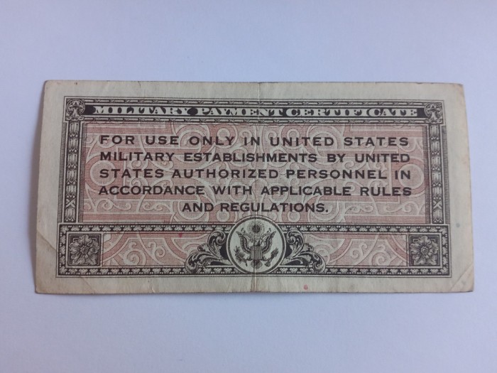 SUA , 5 Cents 1946 Certificat militar
