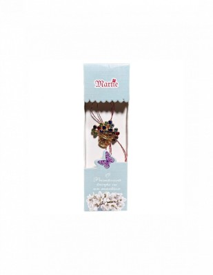 Martisor tip brosa cu model ghivecel auriu cu flori colorate pentru 1 si 8 martie foto
