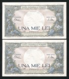 q668 PERECHE CONSECUTIVA 1000 LEI 10 SEPTEMBRIE 1941 NECIRCULATA UNC
