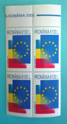 TIMBRE ROMANIA 2000 LP.1501 UNIUNEA EUROPEANA -ROMANIA 2000 BLOC DE 4 VALORI MNH foto