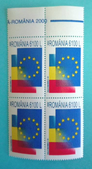 TIMBRE ROMANIA 2000 LP.1501 UNIUNEA EUROPEANA -ROMANIA 2000 BLOC DE 4 VALORI MNH