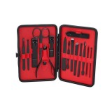 Set Trusa pentru Manechiura / Pedichiura, Profesionala, 15 Piese, Otel tungsten Black Red