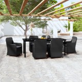 VidaXL Set de masă pentru grădină, 7 piese, cu perne, negru