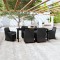 vidaXL Set de masă pentru grădină, 7 piese, cu perne, negru 3099533