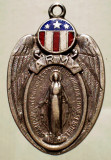 F.567 PANDANTIV RELIGIOS MILITAR USA SUA ARMY FECIOARA MARIA ARGINT STERLING