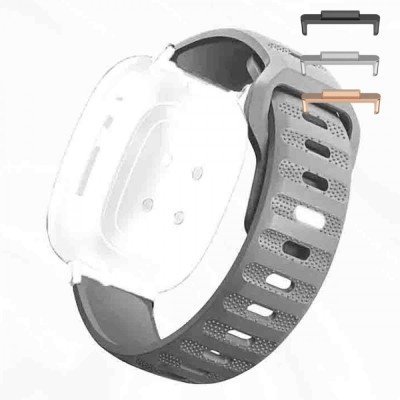 Curea silicon, compatibila Huawei Watch Fit 2, cu adaptor dedicat, Silver Whisper foto