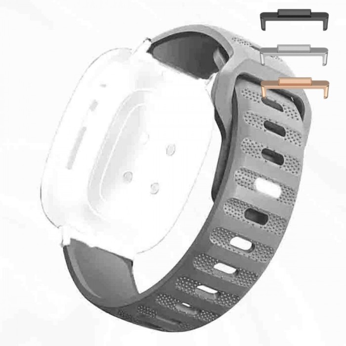 Curea silicon, compatibila Huawei Watch Fit 2, cu adaptor dedicat, Silver Whisper