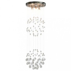 Lustră cu mărgele de cristal, argintiu, sferă, 3 x bec G9 foto