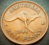 Cumpara ieftin Moneda istorica HALF PENNY - AUSTRALIA, anul 1948 * cod 4303, Australia si Oceania