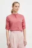 BOSS Orange camasa femei, culoarea roz, cu guler stand-up, regular
