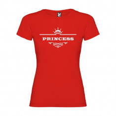 Tricou copii Princess, 100% Bumbac, rosu/alb foto