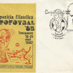 România, Expoziţia filatelică "Expofotbal '82", plic, Timişoara, 1982
