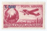 Romania, LP 319a/1952, Aviatie - valori mari, supratipar pe 30 lei visiniu, MNH