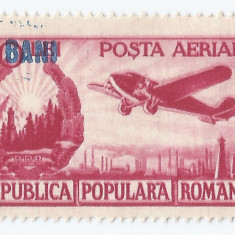 Romania, LP 319a/1952, Aviatie - valori mari, supratipar pe 30 lei visiniu, MNH