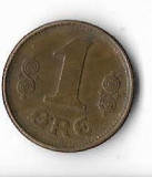 Moneda 1 ore 1923 - Danemarca, Europa, Bronz-Aluminiu