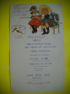 HOPCT DOCUMENT 543 MENU DEJUN RESTAURANT PIHAN -IGNY IN ANUL 1938 foto