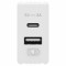 Priza USB tip A+C 1M 5V 3A Gewiss System alb GW20363
