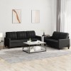 Set de canapele cu perne, 2 piese, negru, piele ecologică