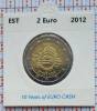 Estonia 2 euro 2012 UNC - 10 Years Euro - km 70 - cartonas personalizat D48201, Europa
