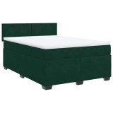Cumpara ieftin Pat box spring cu saltea, verde inchis, 160x200 cm, catifea