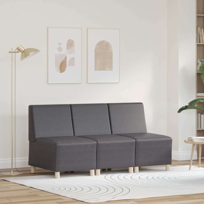 Unitate Sofa Modulară Fără Brațe 3 pcs Gri 55 x 74 x 82 cm