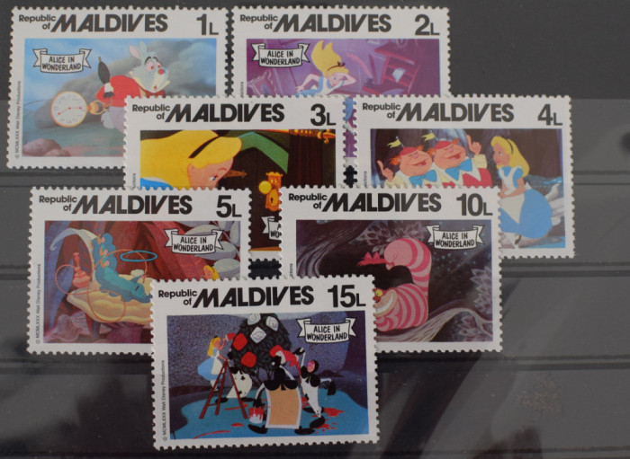 TS23/11 Timbre Serie Maldives - Alice in tara minunilor - Disney