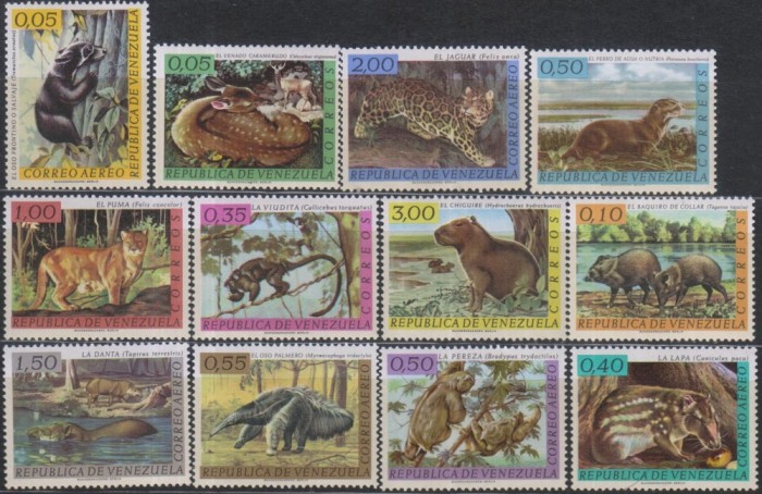 Timbre cu animale sălbatice din Venezuela