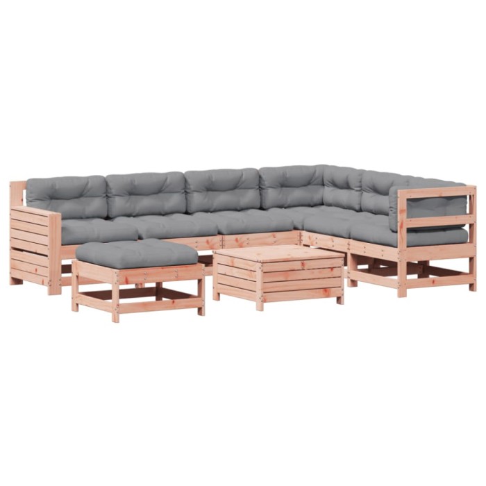 Set mobilier de gradina cu perne, 8 piese, lemn masiv douglas