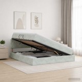 Cumpara ieftin Pat cu LED si saltea Gri deschis 160 x 200 cm Catifea